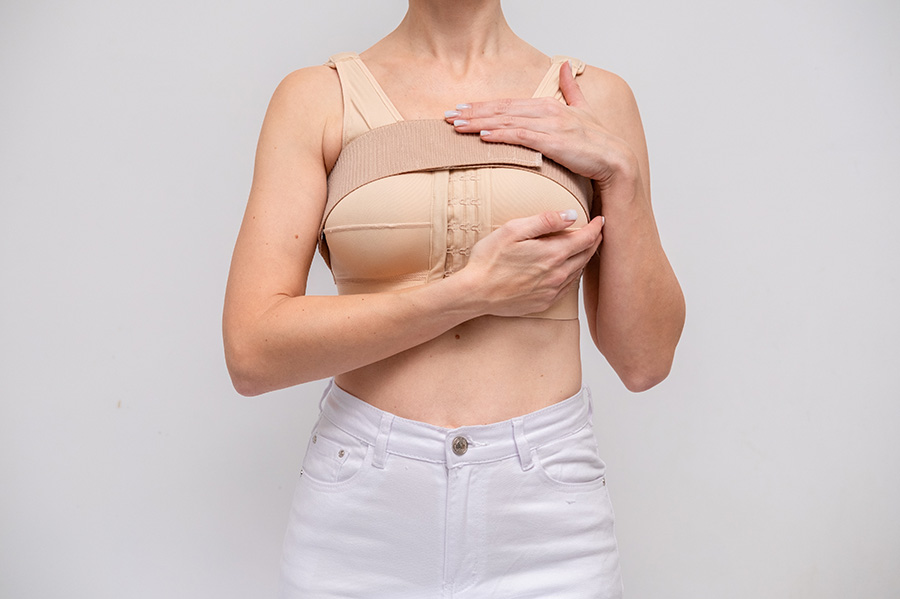 A woman recovering from breast surgery